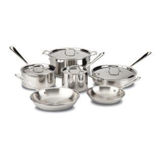 D3 stainless steel tri-ply bonded 10 piece pots and pans cookware set