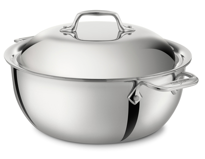 Cookware All-Clad 421349 Stainless Steel Tri-Ply Bonded Dishwasher Safe Cassoulet with Lid 3-Quart Silver 