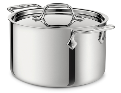 Cookware Silver All-Clad 4500 Stainless Steel Tri-Ply Bonded Dishwasher Safe Dutch Oven with Domed Lid 5.5-Quart 