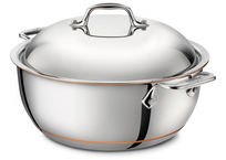 Silver Cookware 5.5-Quart All-Clad 4500 Stainless Steel Tri-Ply Bonded Dishwasher Safe Dutch Oven with Domed Lid